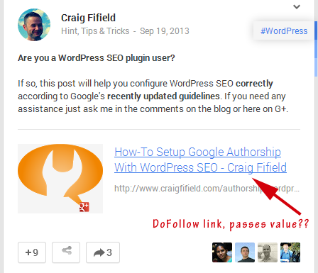 Google+ Embedded Link Post